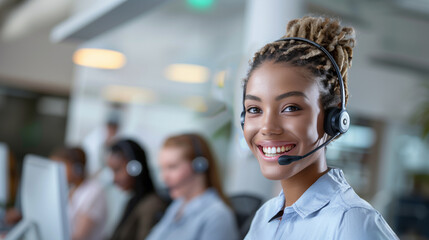 Confident Call Center Agent Providing Excellent Customer Service