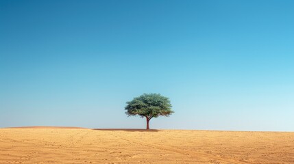 Serenity Amidst Sands, Sole Trees Standing Tall in Vast Deserts