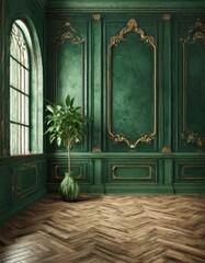 ornate green room - obrazy, fototapety, plakaty
