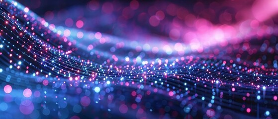 Futuristic fiber optic array, an elegant web of luminescence