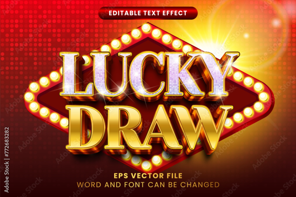 Poster lucky draw 3d editable vector text effect