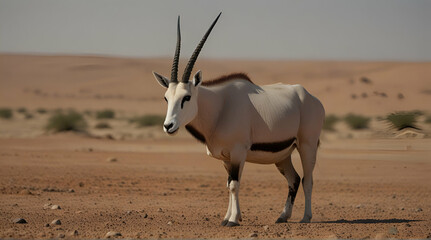 Arabian Oryx in their Natural Habitat at Shaumari Reserve, Jordan.generative.ai