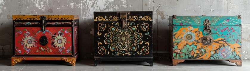 Showcase the beauty of iron chests with intricate designs inspired by the Ottoman period
