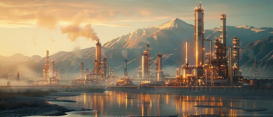 A refinery that stands for more than oil, a guardian of the ecosystem - obrazy, fototapety, plakaty