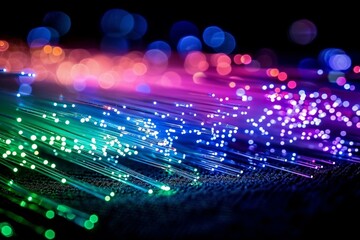 A close-up on communication's glow, the beauty of fiber optics