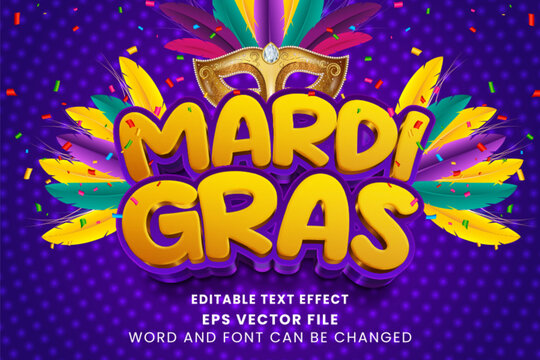 Mardi Gras Celebration Party #d Editable Text Effect - Powered by Adobe