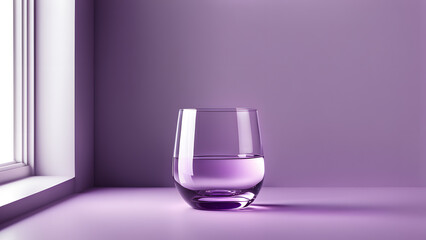 Hydration Boost with 3D Glass Purple Banner Fresh Water for Enhanced Wellness