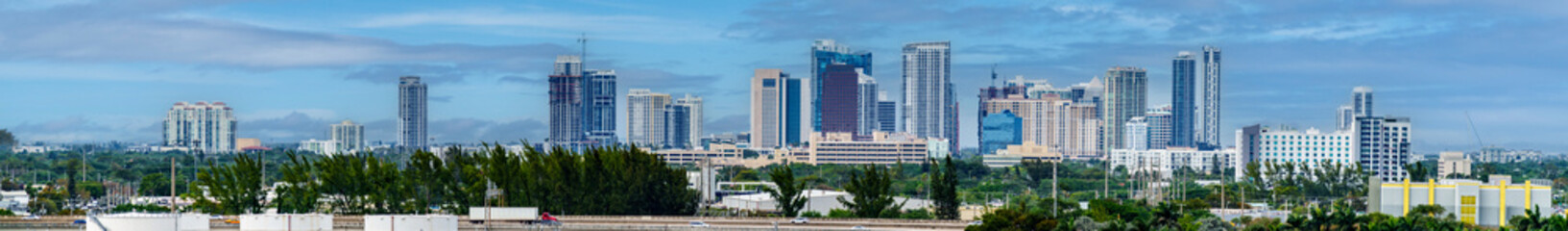 Panorama stock photo Downtown Fort Lauderdale Florida 2024 - obrazy, fototapety, plakaty