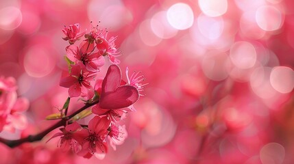 Pink Cherry Blossoms in Soft Focus, Springtime Floral Delicacy
