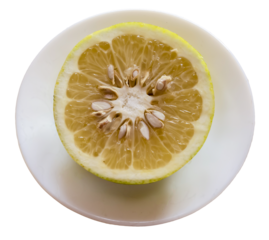 Half Of A Grapefruit In A Small White Plate