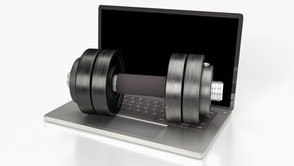 The dumbbell and Notebook for bodybuilding or life style  concept 3d rendering.