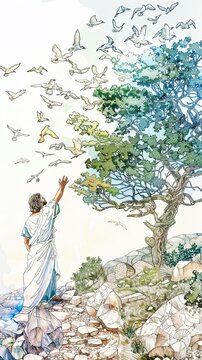 Creative hand-drawn interpretations of Christian parables