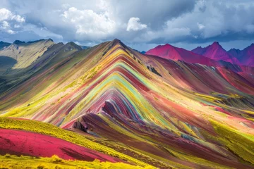 Crédence de cuisine en verre imprimé Vinicunca Montaña de Siete Colores, or Rainbow Mountain, in Vinicunca, Cusco Region, Peru. A breathtaking natural wonder.