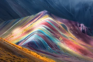 Photo sur Plexiglas Vinicunca Montaña de Siete Colores, or Rainbow Mountain, in Vinicunca, Cusco Region, Peru. A breathtaking natural wonder.