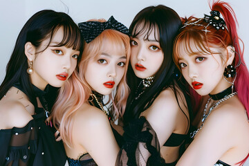 輝きを放つアジア人アイドルグループのポートレート