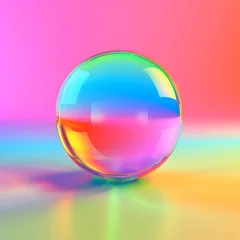 Fotobehang 虹色に輝く球体の抽象的イメージ © おでんじん