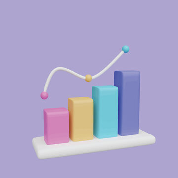 Charts, diagrams, schemes, graphs concept for business presentation concept. Realistic 3d object cartoon style.