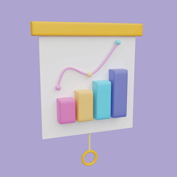 Charts, diagrams, schemes, graphs concept for business presentation concept. Realistic 3d object cartoon style.