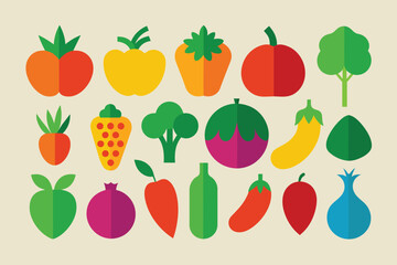 set of icons Vegetables colored vector