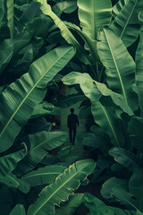 Poster design of a human figure surrounded by green natural plants