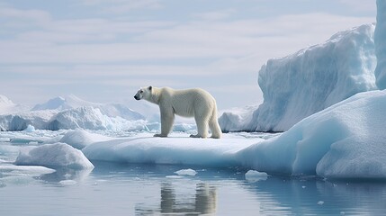 Polar bear (Ursus maritimus) on the ice floe - obrazy, fototapety, plakaty