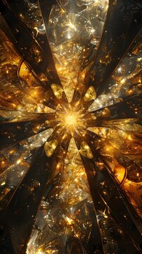 Shimmering Metallic Stained Glass Cosmic Puzzle in Cinematic Style