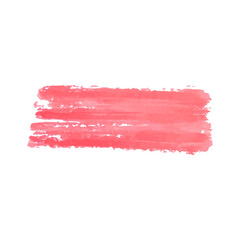 Coral watercolor brushstroke. Red paint stain isolated on white background. Vector design element.