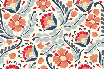 Fototapeta na wymiar Seamless paisley embroidered floral motif pattern in vector, for design, fabric, wrapping, digital motif, background, wallpaper, print, clothing, etc. 