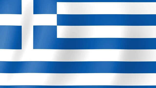 Animation of Greece flag waving in the wind. Realistic animated Greek Flag. Background with flag of Greece for Greece independence day. Video for graphic editing, 4k animation, 3d rendering
