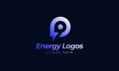 Energy logo. Lightning energy logo template. Logotype with letter P