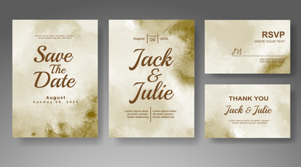 Naklejka premium Wedding invitation with abstract watercolor background
