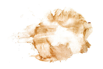 Brown and beige watercolor paint speckles on transparent background.