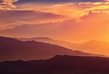 Keuken spatwand met foto sunset in the mountains © Kit