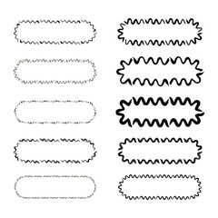 Grunge frame rectangle wave outline elongated texture element border shape icon, decorative doodle for design in vector illustration