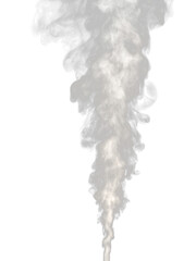 Puffs and curls of white smoke isolated on a transparent background