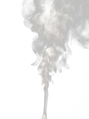 White smoke jet isolated on a transparent background, rising tubers upwards as an abstract effect