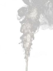 White smoke isolated on a transparent background, swirls and rises upwards as an abstract effect