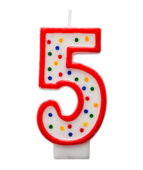 Number Five Candle Cut Out on White. - 772704679