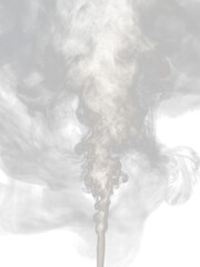 Jet of white smoke steam or abstract white smog isolated on a transparent background and rising up
