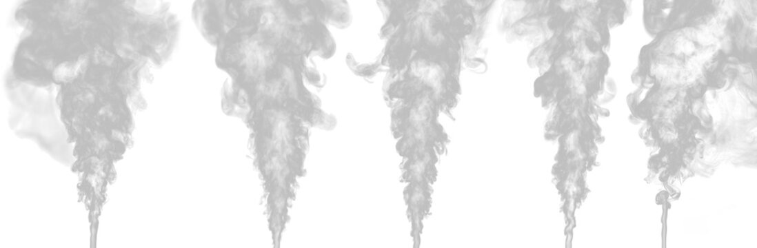 Set of swirling white smoke group isolated a on transparent background