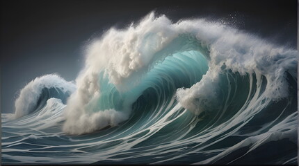 Stormy sea wave with foamy waves