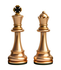 Chess King and queen isolated on transparent Background. - 772705454