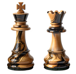 Chess King and queen isolated on transparent Background. - 772705456