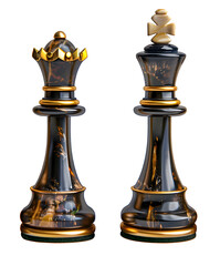 Chess King and queen isolated on transparent Background. - 772705461