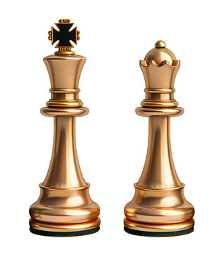 Chess King and queen isolated on transparent Background.