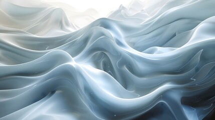 Obraz premium abstract 3d object with layers, smooth shape, pearl texture, soft silver and emerald gradient