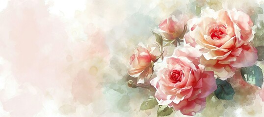 colorful pastel romance rose soft ornament print watercolor romantic wallpaper 