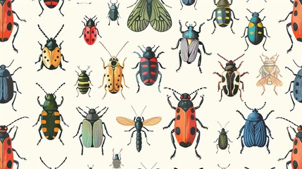 Seamless background with flying insects