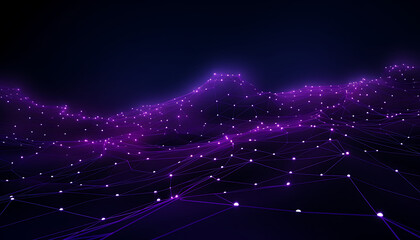 Fototapeta na wymiar A vibrant digital mesh with nodes and connections in purple hues, evoking a sense of advanced technology and data networks. Generative AI