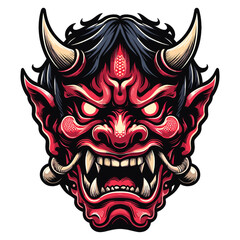 Fototapeta premium Oni mask with ferocious expression vector